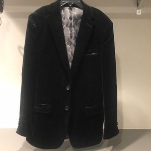 Velvety boy black jacket and pants